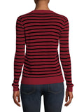 PSE2287WR-L, PSE2287WR-M, PSE2287WR-S, PSE2287WR-XL, Ruby Striped Slim-fit Deep V Neck Pullover Sweater