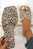 BH021757-20-37, BH021757-20-38, BH021757-20-39, BH021757-20-40, BH021757-20-41, Leopard Women’s Squared Open Toe Slide Sandals Low Heel Flat Slippers