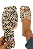 BH021757-20-37, BH021757-20-38, BH021757-20-39, BH021757-20-40, BH021757-20-41, Leopard Women’s Squared Open Toe Slide Sandals Low Heel Flat Slippers