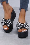 Plaid Bowknot Platform Sandals Women Casual Summer Open Toe Wedges Sandals