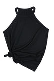 LC2564998-2-S, LC2564998-2-M, LC2564998-2-L, LC2564998-2-XL, LC2564998-2-2XL, Black Womens Summer Halter High Neck Tank Top Sexy Sleeveless Shirts