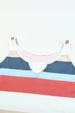 LC2568345-22-S, LC2568345-22-M, LC2568345-22-L, LC2568345-22-XL, Multicolor Women's Sexy Notched V Neck Tank Top Striped Color Block Casual Blouse