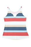 LC2568345-22-S, LC2568345-22-M, LC2568345-22-L, LC2568345-22-XL, Multicolor Women's Sexy Notched V Neck Tank Top Striped Color Block Casual Blouse