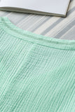 LC25112185-109-S, LC25112185-109-M, LC25112185-109-L, LC25112185-109-XL, LC25112185-109-2XL, Green Women's Casual Short Sleeve T Shirts V Neck Chest Pocket Knit Blouse Top