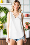 LC2567769-1-S, LC2567769-1-M, LC2567769-1-L, LC2567769-1-XL, LC2567769-1-2XL, White Deep V Neck Loose Tank Top Loose Sleeveless T Shirt Blouse