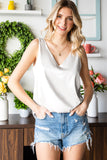 LC2567769-1-S, LC2567769-1-M, LC2567769-1-L, LC2567769-1-XL, LC2567769-1-2XL, White Deep V Neck Loose Tank Top Loose Sleeveless T Shirt Blouse