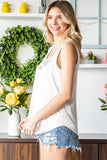 LC2567769-1-S, LC2567769-1-M, LC2567769-1-L, LC2567769-1-XL, LC2567769-1-2XL, White Deep V Neck Loose Tank Top Loose Sleeveless T Shirt Blouse