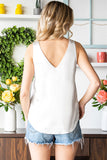 LC2567769-1-S, LC2567769-1-M, LC2567769-1-L, LC2567769-1-XL, LC2567769-1-2XL, White Deep V Neck Loose Tank Top Loose Sleeveless T Shirt Blouse