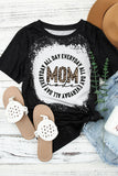 LC25220779-2-S, LC25220779-2-M, LC25220779-2-L, LC25220779-2-XL, Black Mama Vintage Bleached T-Shirt Women Mom Leopard Short Sleeve Graphic Tee