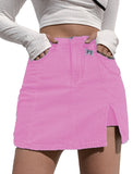 LC7811027-10-S, LC7811027-10-M, LC7811027-10-L, LC7811027-10-XL, LC7811027-10-2XL, Hot Pink Women's Casual Denim Skirt High Waist Casual Mini Skirts