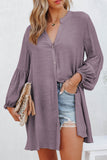 LC2552553-8-S, LC2552553-8-M, LC2552553-8-L, LC2552553-8-XL, LC2552553-8-2XL, Purple Womens Long Sleeve Oversized Blouses Tops Button Up Bishop Sleeve Shirt