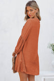 LC2552553-14-S, LC2552553-14-M, LC2552553-14-L, LC2552553-14-XL, LC2552553-14-2XL, Orange Womens Long Sleeve Oversized Blouses Tops Button Up Bishop Sleeve Shirt