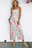 Women's Loose Casual Sleeveless Jumpsuits Floral Wide Leg Rompers Wide Leg Pants