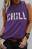 LC256898-8-S, LC256898-8-M, LC256898-8-L, LC256898-8-XL, LC256898-8-2XL, Purple CHILL Graphic Tank Tops for Womens Summer Sleeveless Vest T Shirt
