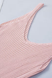 LC2211331-10-S, LC2211331-10-M, LC2211331-10-L, LC2211331-10-XL, LC2211331-10-2XL, Pink Women's Summer Tank Dress Knit V Neck Sleeveless Bodycon Ribbed Dresses