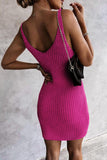 LC2211331-6-S, LC2211331-6-M, LC2211331-6-L, LC2211331-6-XL, LC2211331-6-2XL, Rose Women's Summer Tank Dress Knit V Neck Sleeveless Bodycon Ribbed Dresses