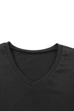 LC25219590-2-S, LC25219590-2-M, LC25219590-2-L, LC25219590-2-XL, Black Women's Summer Casual Shirts Puff Sleeve V Neck T-Shirt