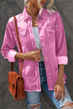 LC8511533-10-S, LC8511533-10-M, LC8511533-10-L, LC8511533-10-XL, LC8511533-10-2XL, Pink Women's Oversized Denim Jacket Boyfriend Distressed Jean Trucker Jacket