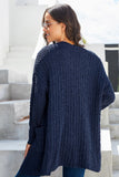 Women's Fuzzy Popcorn Oversized Sweater Coat Dusty Pebble Open Front Cardigan