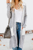 Women's Open Front Printed Cardigans Patchwork Long Striped Sweaters with Pockets