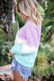 Femmes Color Block Casual Tops Tie Dye Pull Sweat