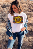 Léopard Rayé Tournesol Imprimé Femmes Sweat Ras Du Cou Pull Tee Tops