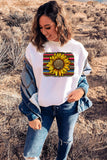 Leopard Striped Sunflower Print Womens Sweatshirt Crewneck Pullover Tee Tops