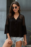 Womens Crochet White Bell Sleeve Top