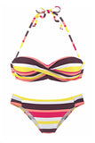 Womens Push Up Bikini Set Stripes Halter Bathing Suits 2 Pieces Swimsuit