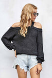 Womens Knit Sweaters Cotton Cold Shoulder Tunic Sweater Tops