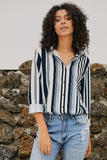 Womens Multicolor Striped Long Sleeve Shirt