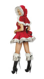 Red Furry Hood Wrap Christmas Present Costume Female Santa Costume
