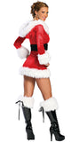 Costume de Noël pour femme en velours coupe basse sexy rouge
