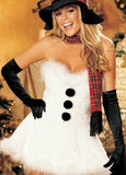 White Snowman Button Strapless Tube Dress Christmas Costume