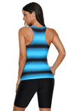 Womens Racerback Ombre Color Block Print Tankini Swimsuits