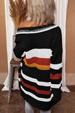 Womens Cardigan Color Block Striped Pocket Knit Sweaters Coat Outwear