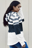 Women's Casual Color Block Pullover Hooded Sweatshirts Drawstring Hoodie