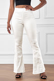 Butterfly Print Distressed Elastic High Waist Flare Jeans