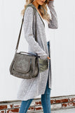 Women's Open Front Printed Cardigans Patchwork Long Striped Sweaters with Pockets