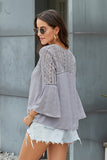 Womens Crochet White Bell Sleeve Top