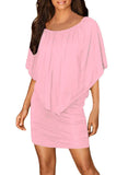 Robe Mini Poncho Noire Superposée à Plusieurs Pansements