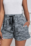 Print Drawstring Casual Shorts with Pocket