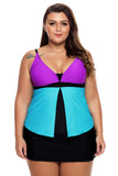 Womens Plus Size Swimsuit Halter Tankini Top Skort Bottom Swimsuit