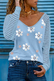 Daisy V Neck Mesh Patchwork Long Sleeve Top