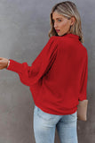 Solid Color Button Up Puff Sleeve Blouse