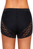 Womens Swim Shorts Cut Out Lace Overlay Lace Swim Bottom Board Shorts