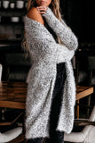 Women's Fuzzy Knit Cardigan Long Sleeve Plain Cardigan Pockets