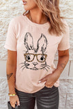 Bunny Easter Leopard Print Short Sleeve T-Shirt Top