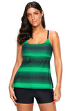 Womens 2 Piece Bathing Suit Criss Cross Back Color Block Print Tankini Swimsuit