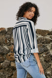Womens Multicolor Striped Long Sleeve Shirt